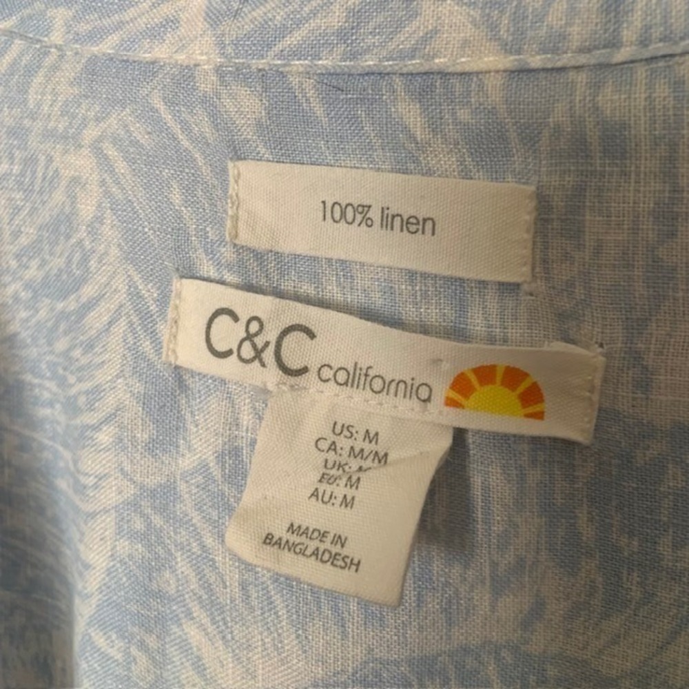 C&C California 100% Linen Button Up Shirt EUC Boho Coastal Minimalist Lagenlook - Picture 5 of 9